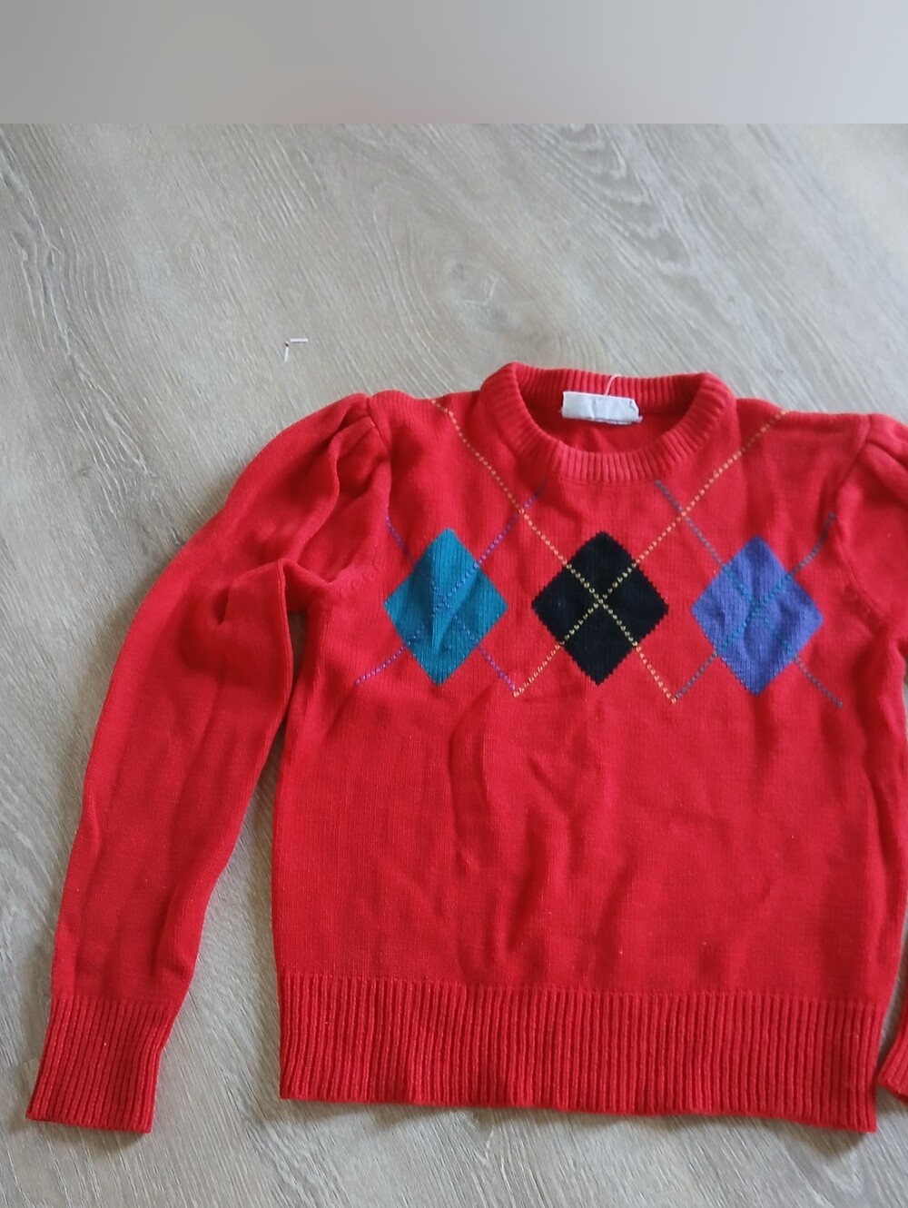 Vintage Hunter's Glen Red Crew-neck Sweater Argyle Knit Heritage Equestrian